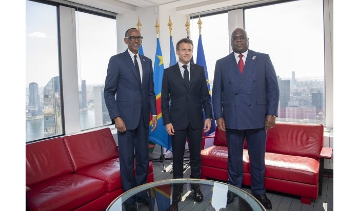 Perezida Kagame, Tshisekedi ku meza y’ibiganiro i New York bahujwe na Macron