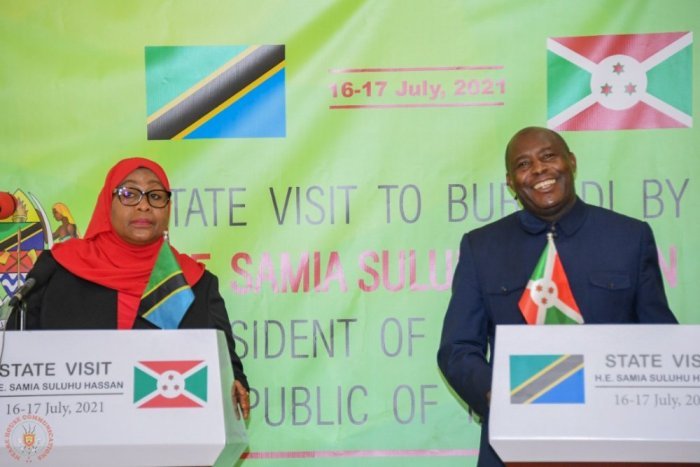 Perezida Ndayishimiye wise Madamu Samia ‘Mister’, yamusabye kujya yivugira Ikiswahili