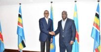 Perezida Tshisekedi yageze mu Rwanda yakirwa na mugenzi we Paul Kagame (Amafoto)
